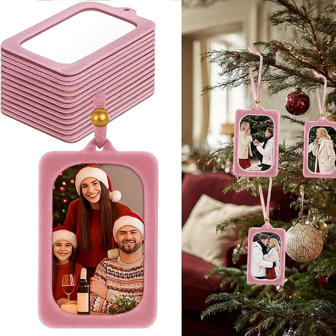 Bucherry 12 Pcs Christmas Velvet Hanging Photo Frame Ornaments 2×3 Inch Vintage Photo Ornaments ... | Amazon (US)
