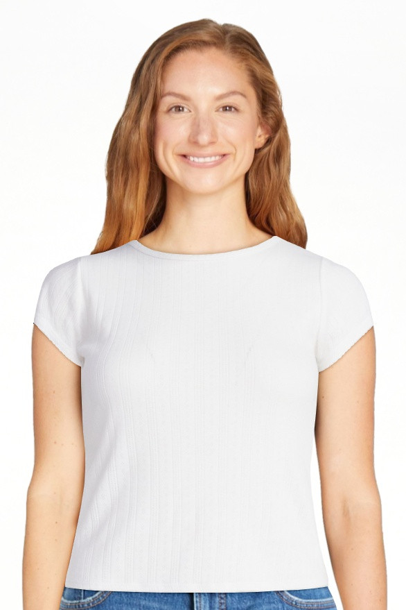 Free Assembly Women's and Women's Plus Pointelle Mini Tee with Short Sleeves, Sizes XS-4X | Walmart (US)
