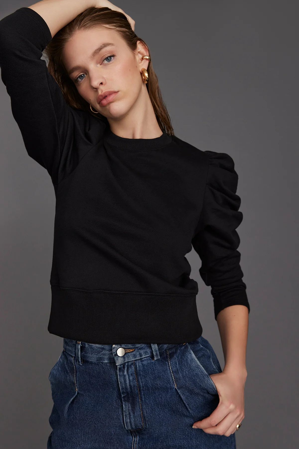 The Just Enough Puff Sweatshirt in Black | Sold Out NYC