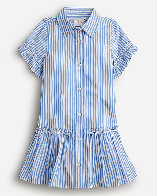 Girls' ruffle-hem shirtdress in cotton poplin | J.Crew US
