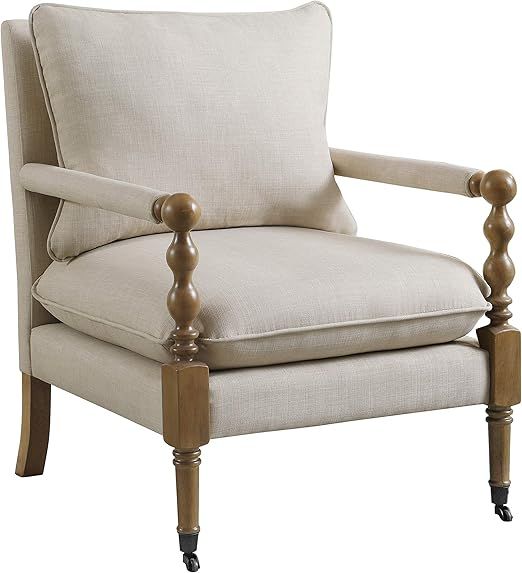 Coaster Furniture Upholstered Casters Beige Accent Chair 35.5"H x 31"W x 26.5"D 903058 | Amazon (US)