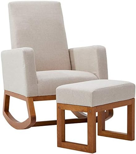 YOLENY Rocking Chair,Mid Century Accent Chair,Glider Rocker with Ottoman,Seat Wood Base,High Back... | Amazon (US)