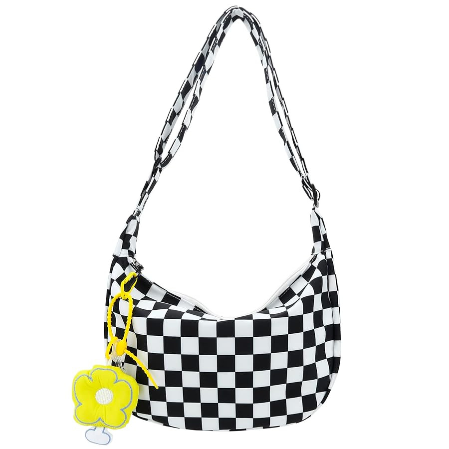 DOB SECHS Checkered Purse Crossbody Bag for Women Shoulder Hobo Bag Messenger Bag Black White Che... | Amazon (US)