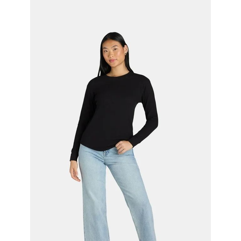 Time and Tru Women’s Essential Thermal T-Shirt with Long Sleeves, Sizes XS-XXXL | Walmart (US)