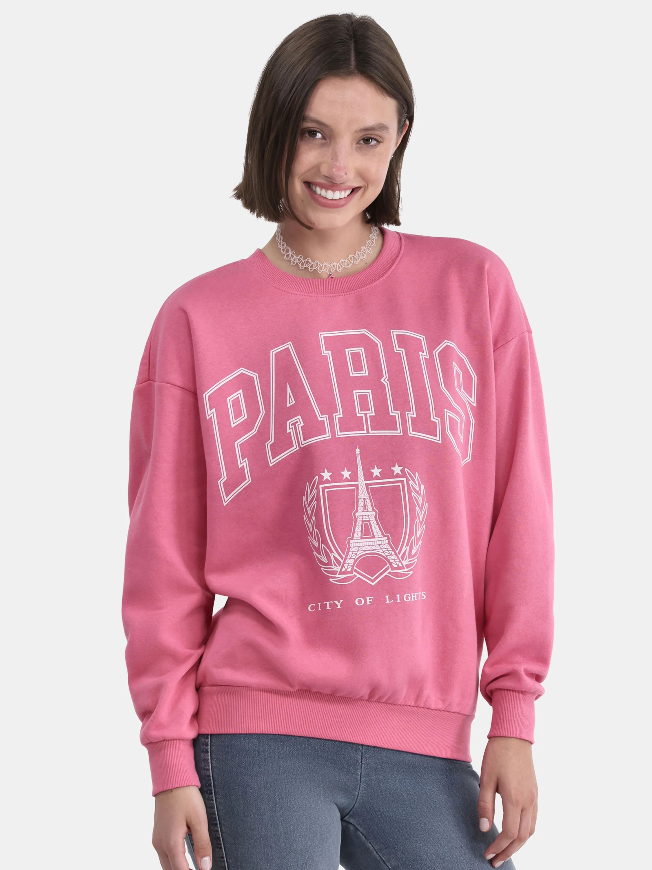 No Boundaries Graphic Crewneck Sweatshirt, Lightweight, Women's and Women’s Plus | Walmart (US)