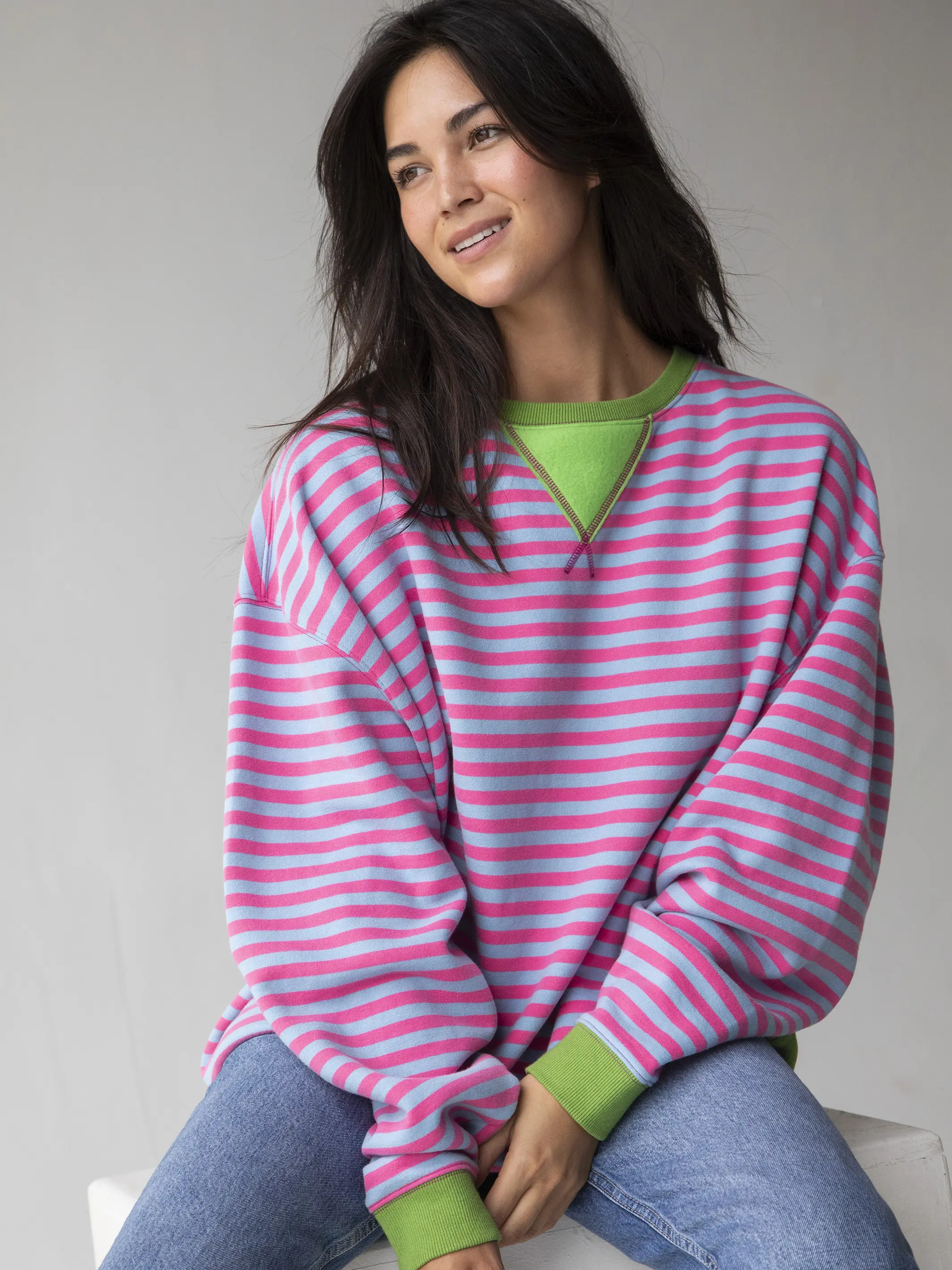 Oversized Striped Crewneck - Taffy Twist | Natural Life