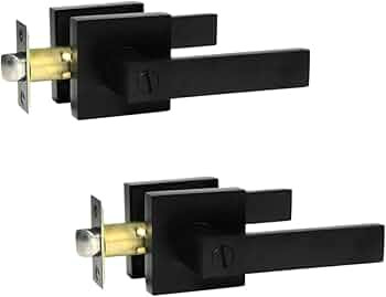 SUNTAI 2 Pack Matte Black Interior Privacy Door Lever, Heavy Duty Door Lever Handle, Square Plate... | Amazon (US)