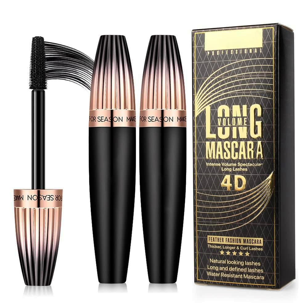 4D Silk Fiber Lash mascara, Waterproof Mascara Black Volume and Length, Natural Lengthening and Thick, Smudge-Proof,No Clumping, Instantly Create The Look of Lash Extensions, All Day Full, 2 Pack | Amazon (US)