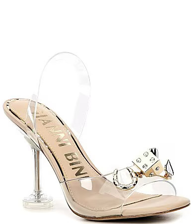 Gianni Bini Maverick Clear Casino Ornament Martini Heel Slingback Dress Sandals - 6 | Dillard's