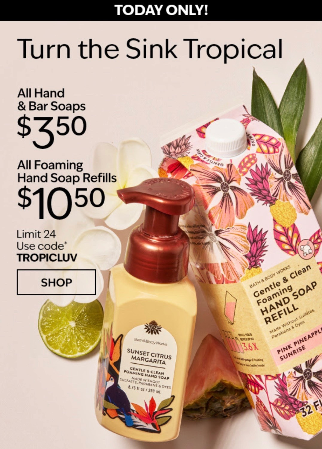 Bath & Body Works has $3.50 Hand Soaps today, along with Hand Soap Refills for $10.50! Use code TROPICLUV for the full sale, which extends to all of the latest tropical-inspired and Disney releases. 🧴 

3 Wick Candles are also still on sale for $11.95 today 🕯️ No code needed, so you can combine both sales! 

#LTKHome #LTKBeauty #LTKSaleAlert