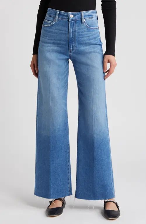 PAIGE Anessa High Waist Raw Hem Wide Leg Jeans in Mesmerize at Nordstrom, Size 32 | Nordstrom