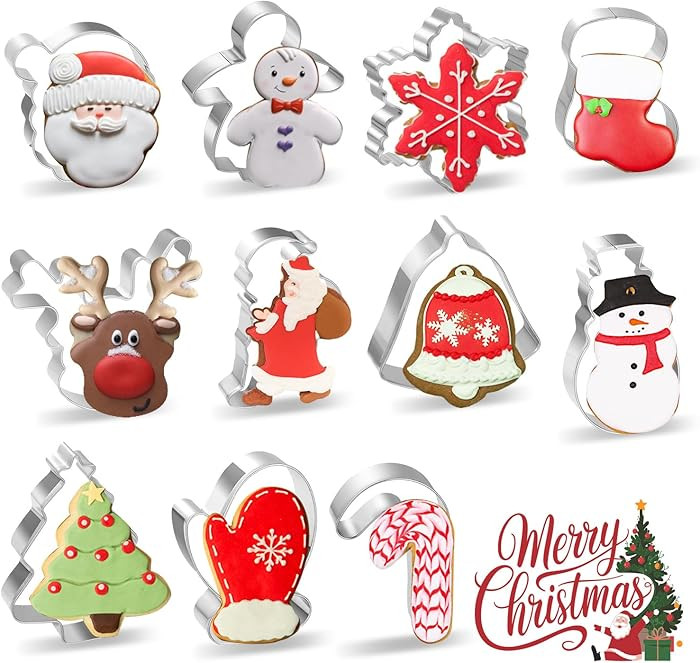 Christmas Cookie Cutters, 11 pieces Cookie Cutters Shape Set Stainless Steel Biscuit Cutters Mold... | Amazon (US)