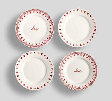 Painted Hearts Stoneware Appetizer Plates - Mixed Set of 4 | Pottery Barn (US)