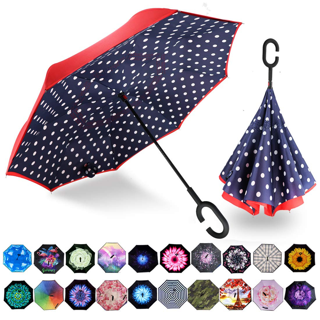 MRTLLOA 40/49/56 Inch Oversize Windproof Inverted Reverse Upside Down Umbrella, Golf Size Rain Um... | Amazon (US)