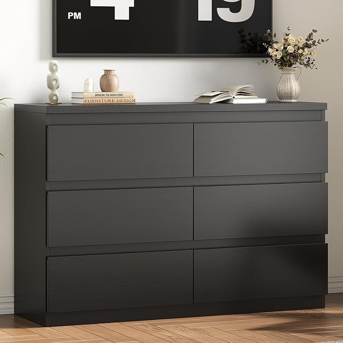 Modern Black 6 Drawer Dresser - Simply Chest of Drawers for Bedroom, Closet, Living Room, Hallway... | Amazon (US)