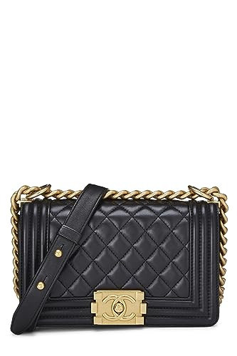Chanel, Pre-Loved Black Quilted Lambskin Boy Bag Small, Black | Amazon (US)