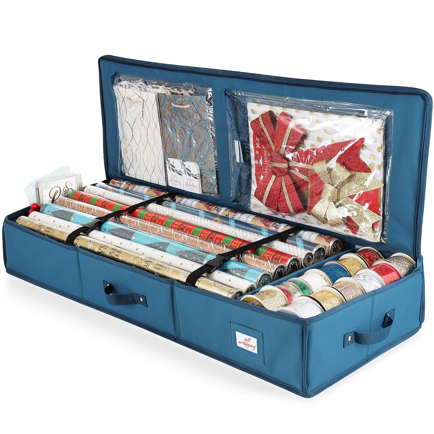 Hearth & Harbor Wrapping Paper Storage Container - Christmas Storage Bag with Interior Pockets - ... | Amazon (US)