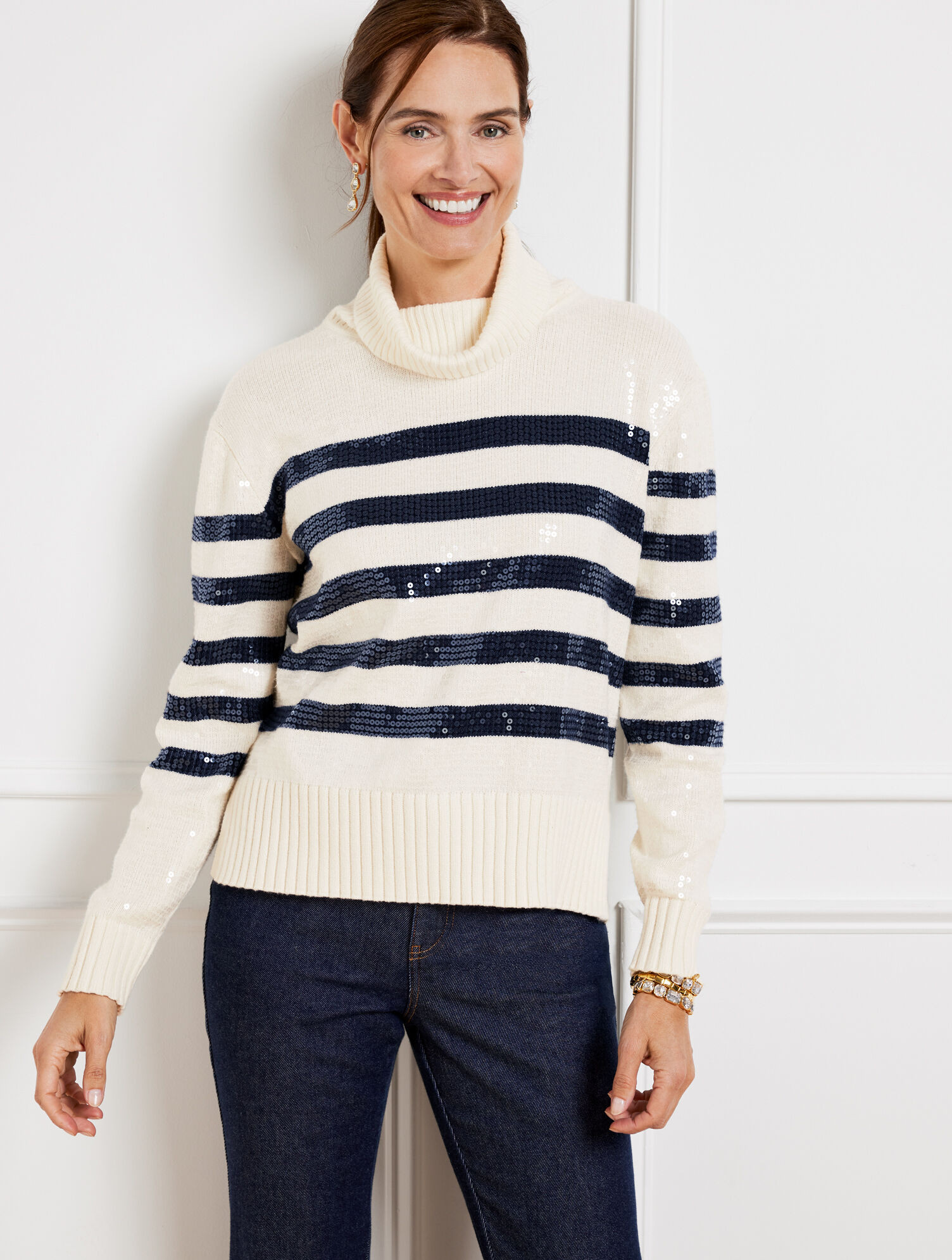 Turtleneck Sweater - Sequin Stripe | Talbots