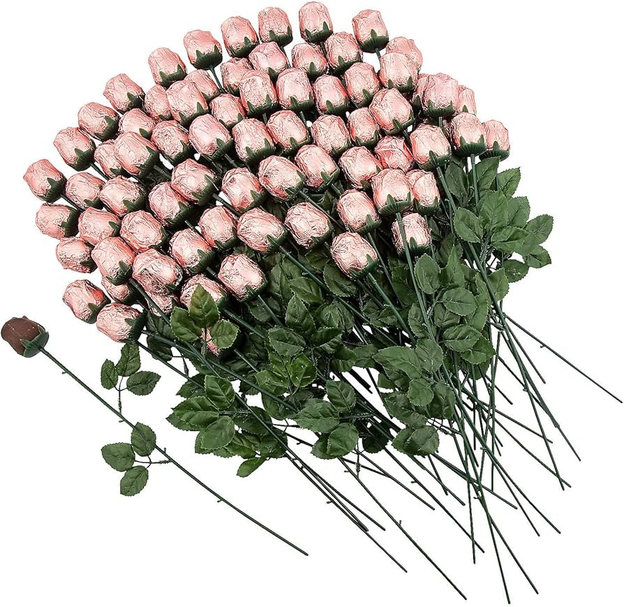 Bulk Pink Foil-Wrapped Chocolate Roses - 72 Pieces | Amazon (US)