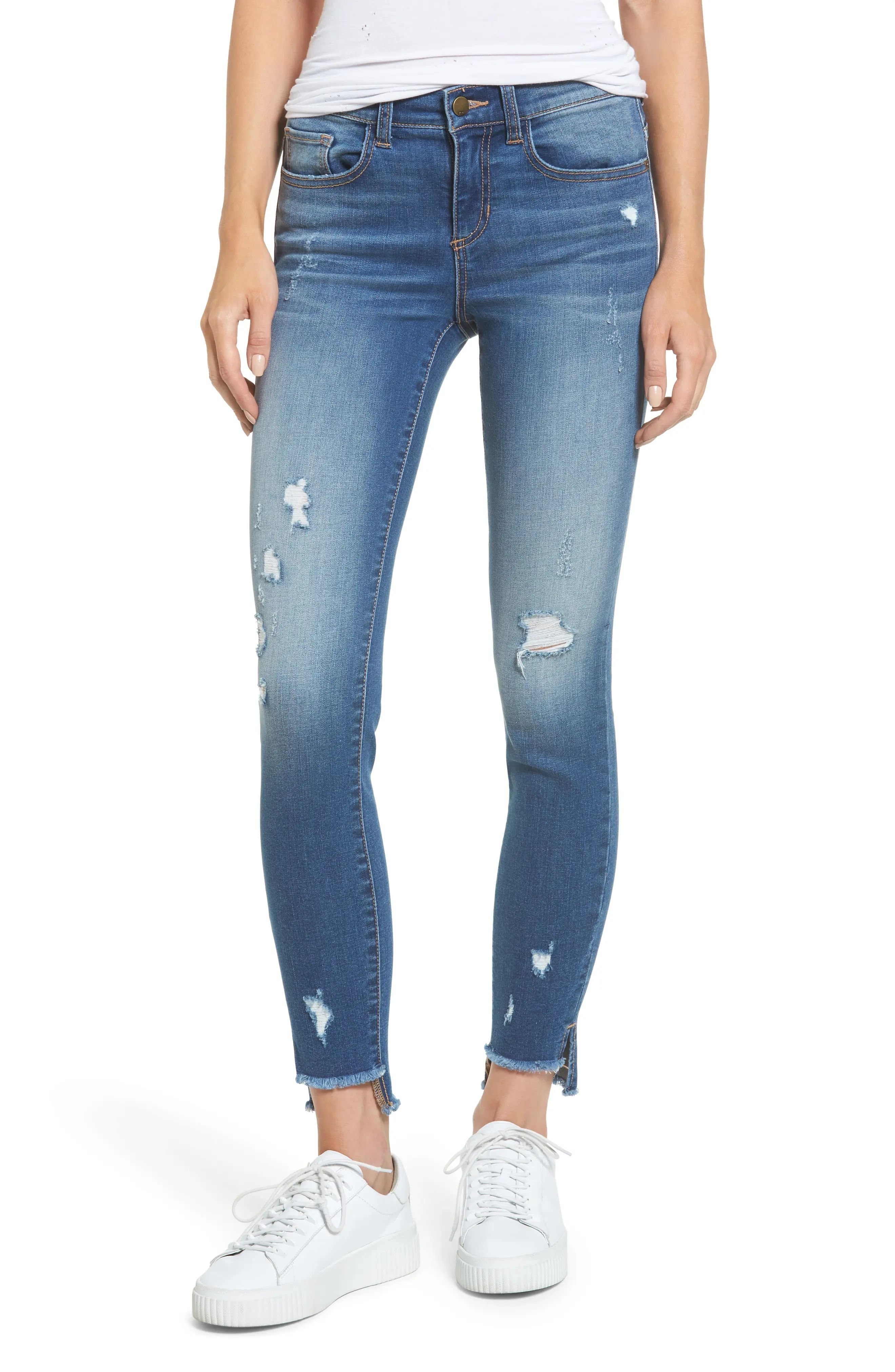 Distressed Step Hem Skinny Jeans | Nordstrom