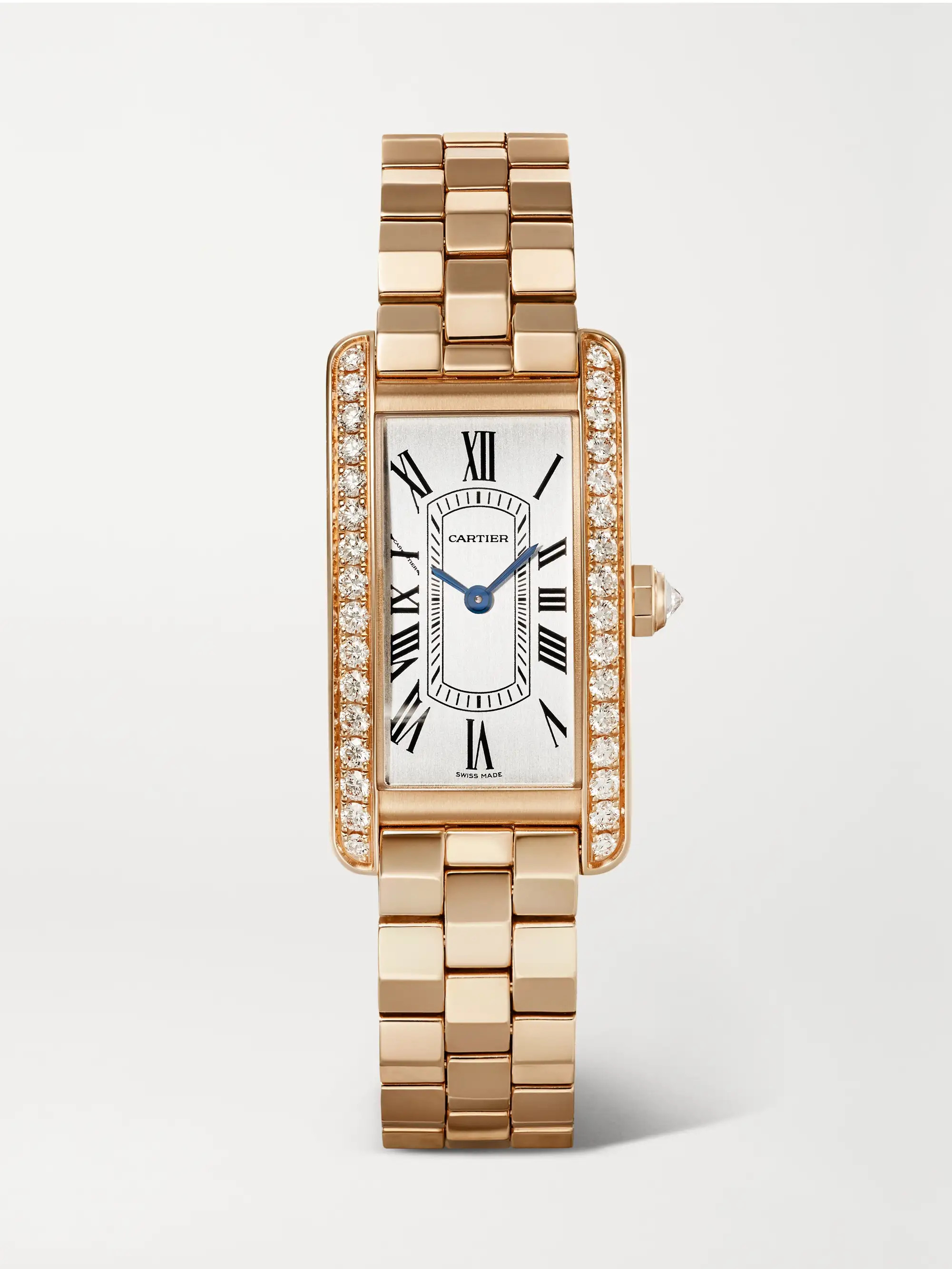 Tank Américaine 35.4mm small 18-karat rose gold diamond watch | NET-A-PORTER (US)
