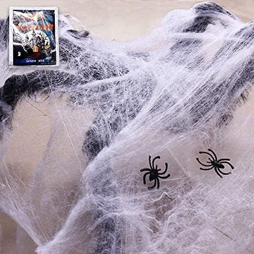Double Couple 1000sqft Halloween Spider Web Decorations Super Stretchy Cobwebs with Fake Spiders ... | Amazon (US)