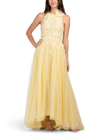 Sleeveless 3d Floral Embellished Gown for Women | Polyester | Marshalls