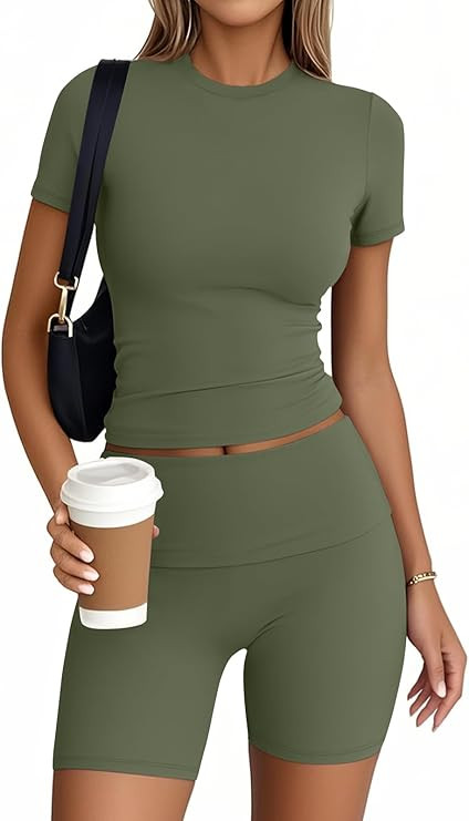 Trendy Queen Womens 2 Piece Workout Sets Short Matching Lounge Sets Summer Clothes Going Out Gym ... | Amazon (US)