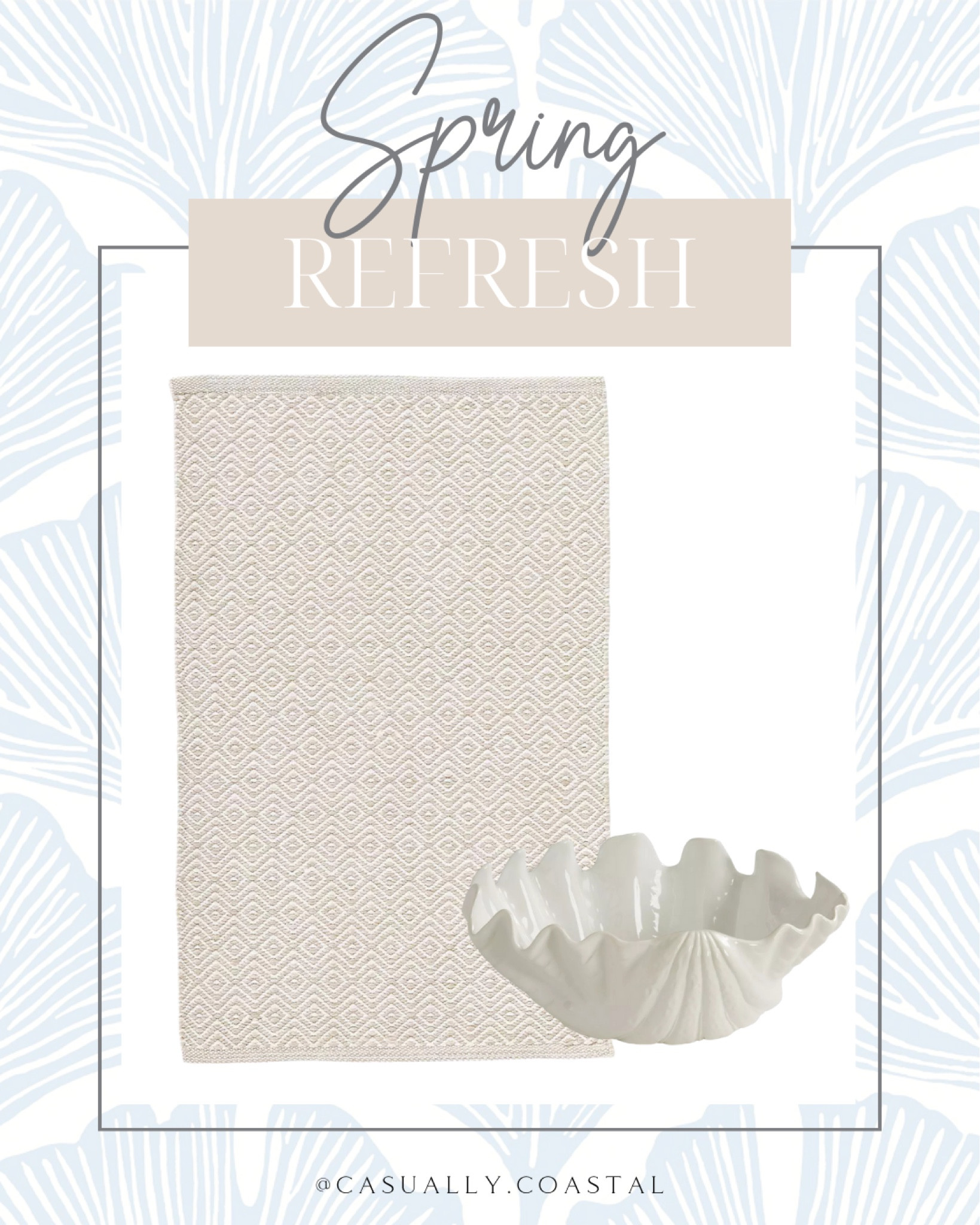 Spring Refresh! 

The bowl is currently on sale! 

Coastal home decor, coastal home, coastal style, coastal rug, coastal bowl, neutral rug, neutral home decor, neutral bowl, spring home decor, seashell serving bowl, target bowl, Serena & lily rug, coastal quilt, Etsy quilt, coastal desk, Ballard designs desk, wood desk, coastal artwork, coastal wall art, pottery barn rug, outdoor rug, 2x3 rug 

#LTKHome #LTKSaleAlert #LTKFindsUnder100