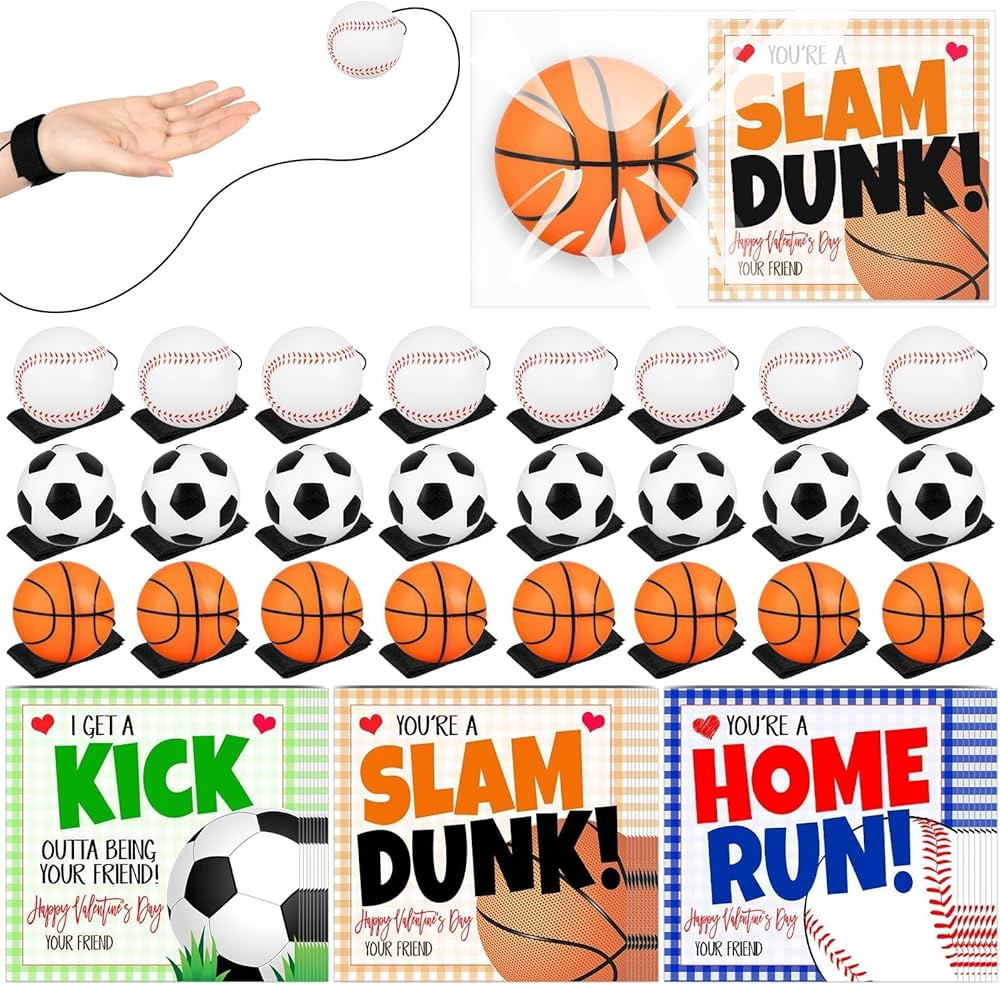 Valentine's Day Gifts Bulk Wrist Return Ball Set 2.36'' Rubber Rebound Bouncy Sport Ball Basketba... | Amazon (US)