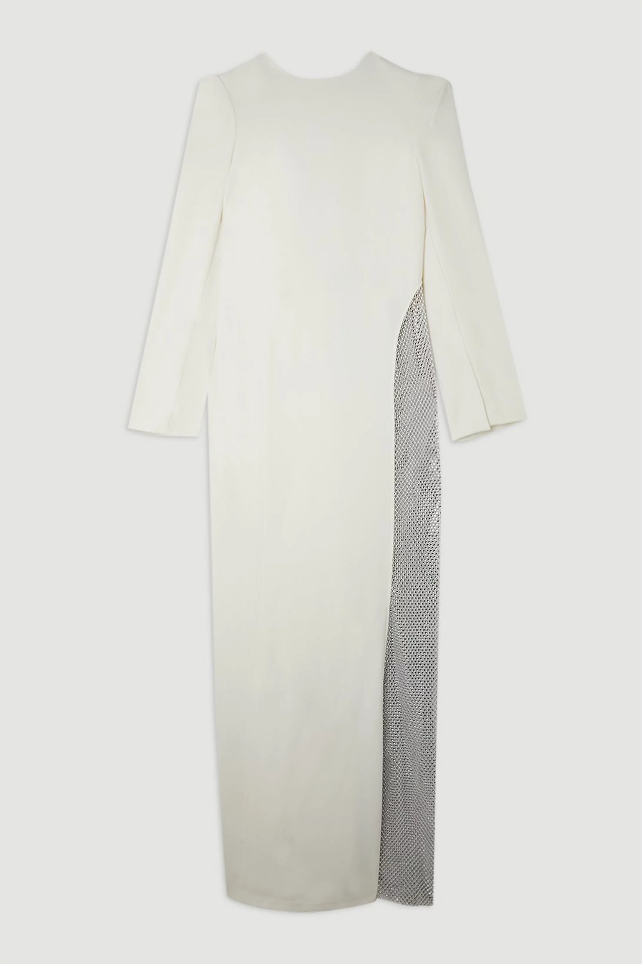 Viscose Woven Panelled Crystal Mesh Maxi Dress | Karen Millen UK + IE + DE + NL