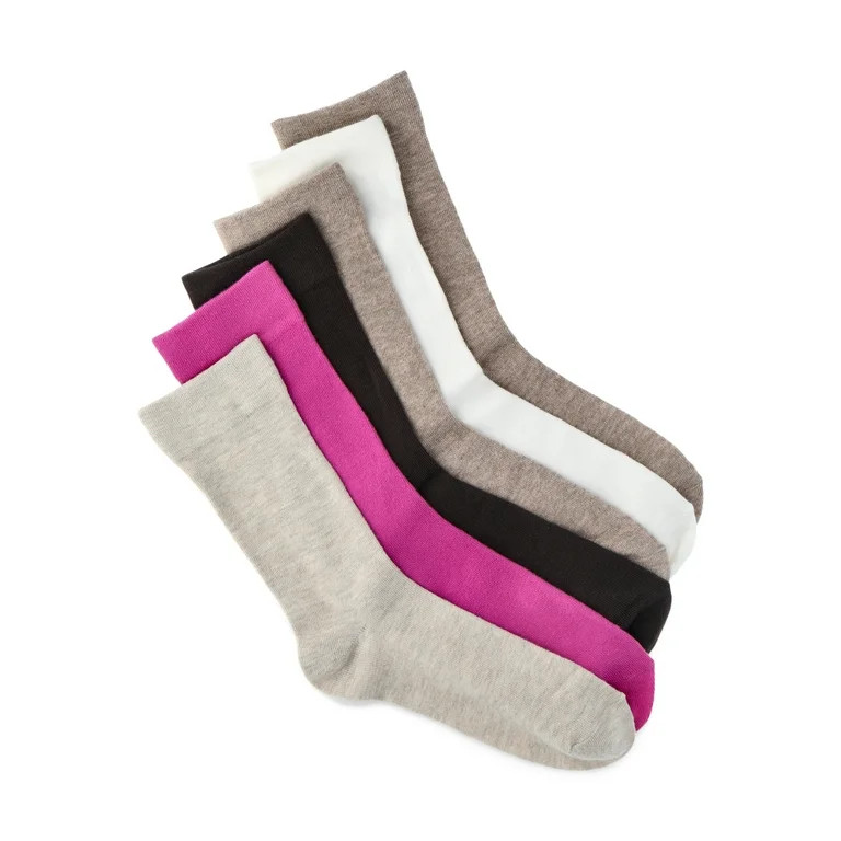 Joyspun Women's Essentials Crew Dress Socks, 6-Pack, Fits Shoe Sizes 4-10 | Walmart (US)