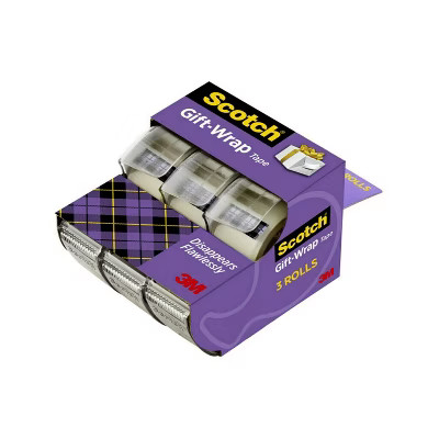 Scotch Gift Wrap Tape, Gift Wrapping Supplies, 0.75 in. x 350 in., 3 Tape Rolls With Dispensers | Target