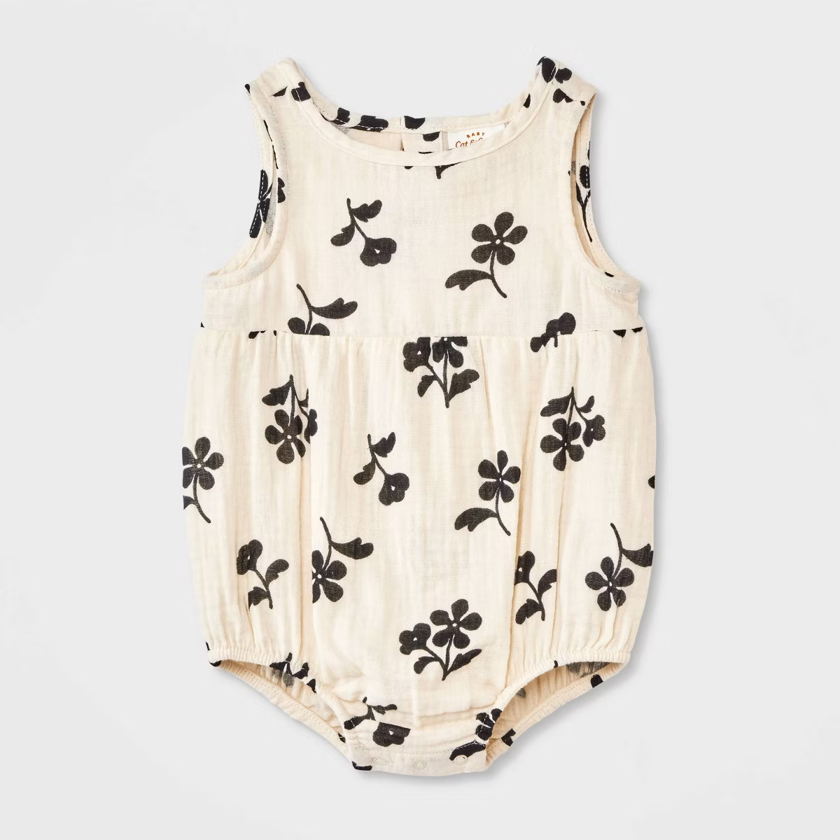 Baby Girls' Floral Tank Romper - Cat & Jack™ Cream | Target