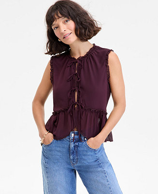 Women's Tie-Front Peplum Tank, Macy's Exclusive | Macy's
