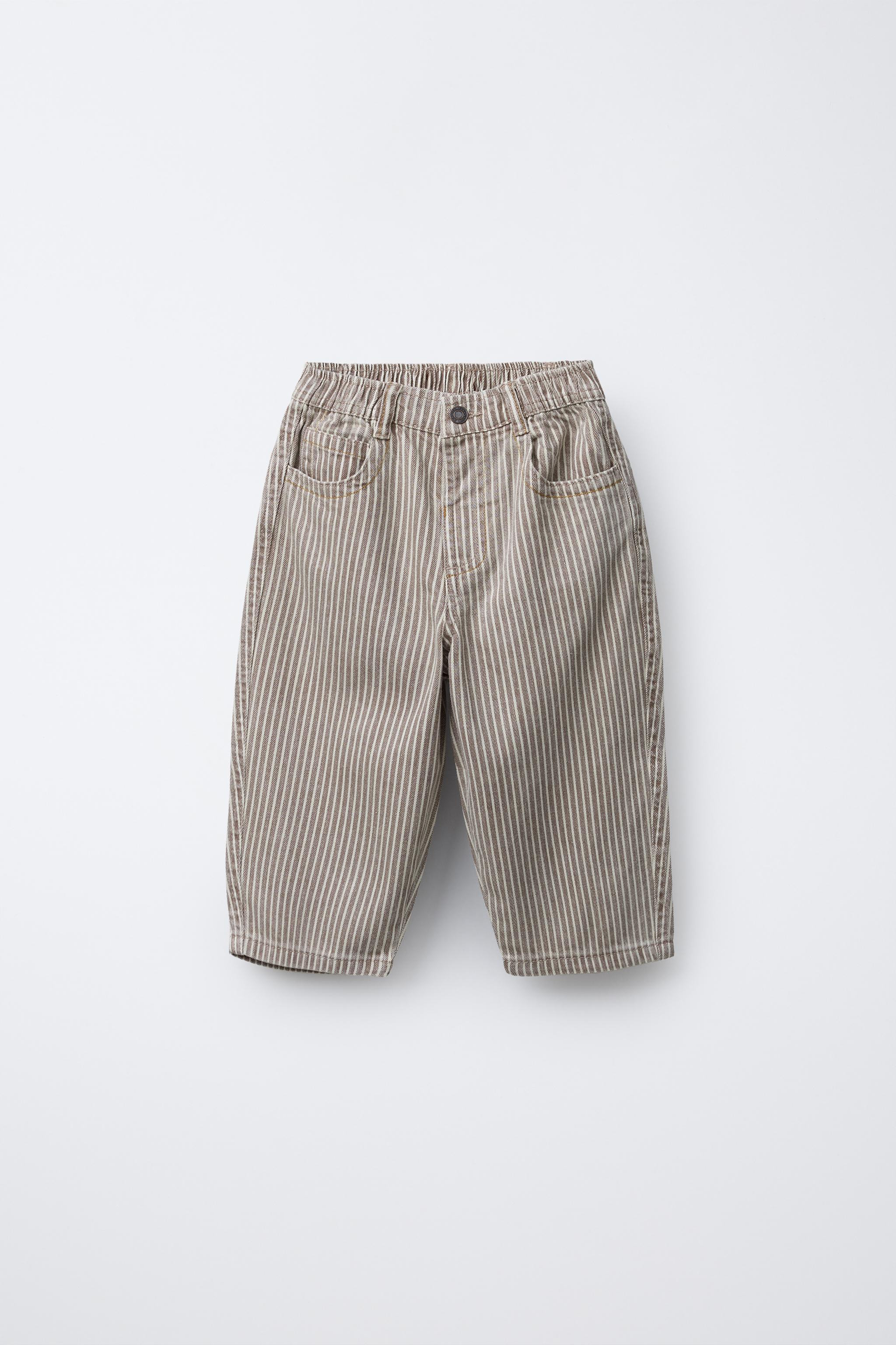 STRIPED TWILL BAGGY TROUSERS | Zara UK