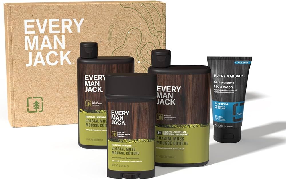 Every Man Jack Men’s Coastal Moss Bath and Body Gift Set with Clean Ingredients & A Vetiver and... | Amazon (US)