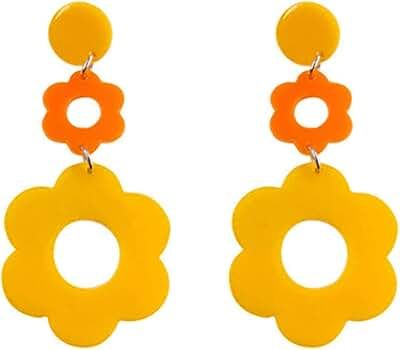 Acrylic Flower Earrings for Women,Double Daisy Drop Earrings,Resin Flowers Floral Earrings for Gi... | Amazon (US)