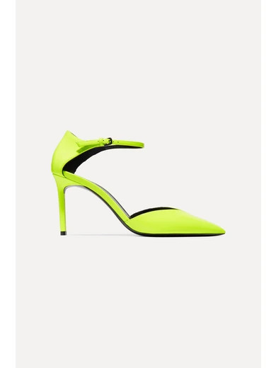 SAINT LAURENT - Anja Neon Patent-leather Pumps - Yellow | NET-A-PORTER (US)