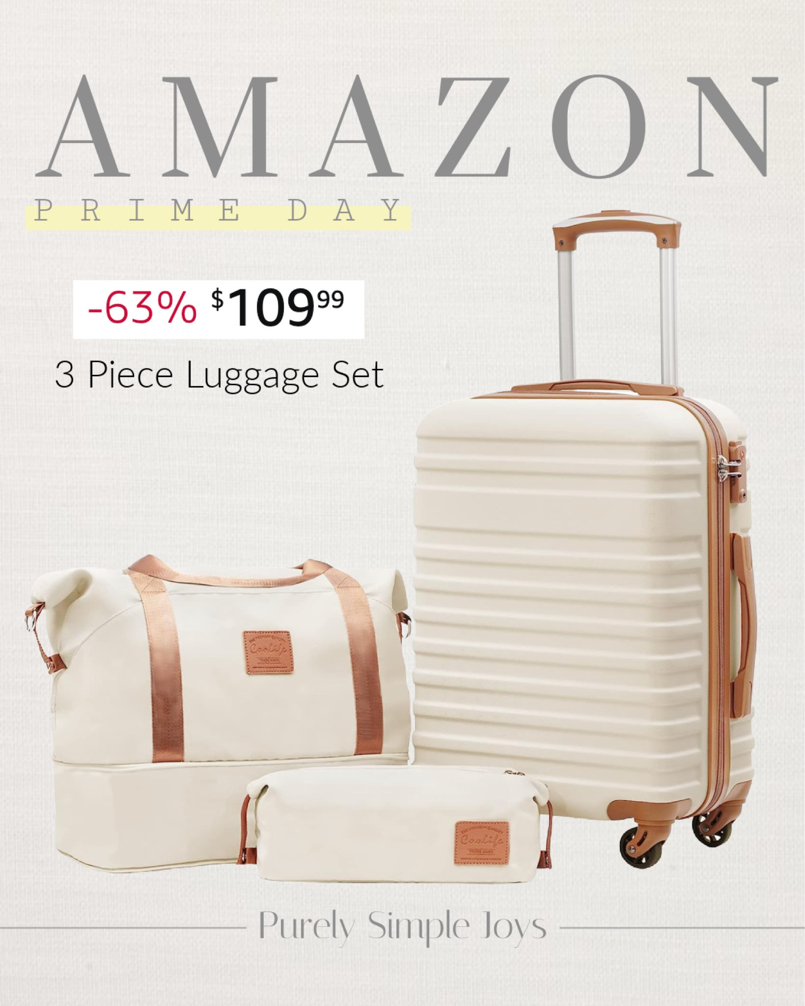 ⭐️ AMAZON PRIME DAY DEAL
3 piece luggage set 


#LTKsalealert #LTKxPrimeDay #LTKtravel