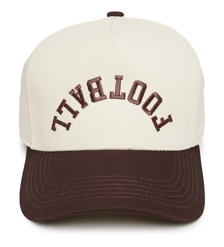 Two-Tone Canvas Snapback Baseball Cap - Football - Brown/Beige | Amazon (US)