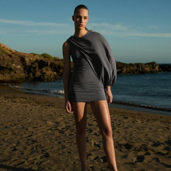 ZARA CHARCOAL GRAY SHORT CAPE DRESS | Poshmark