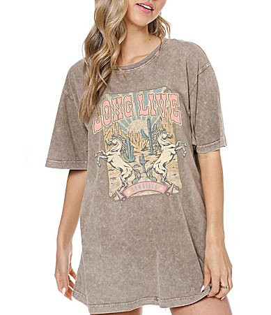 Zutter Knit Short Sleeve Long Live Western Tee Shirt - S | Dillard's