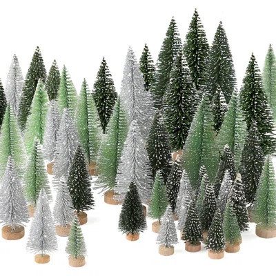 Mini Christmas Trees 30 Pcs Set With Realistic Snow For Holiday Tabletop Decor & DIY Winter Village Scenes, Assorted Sizes Bottle Brush Trees For Chri | Wayfair North America