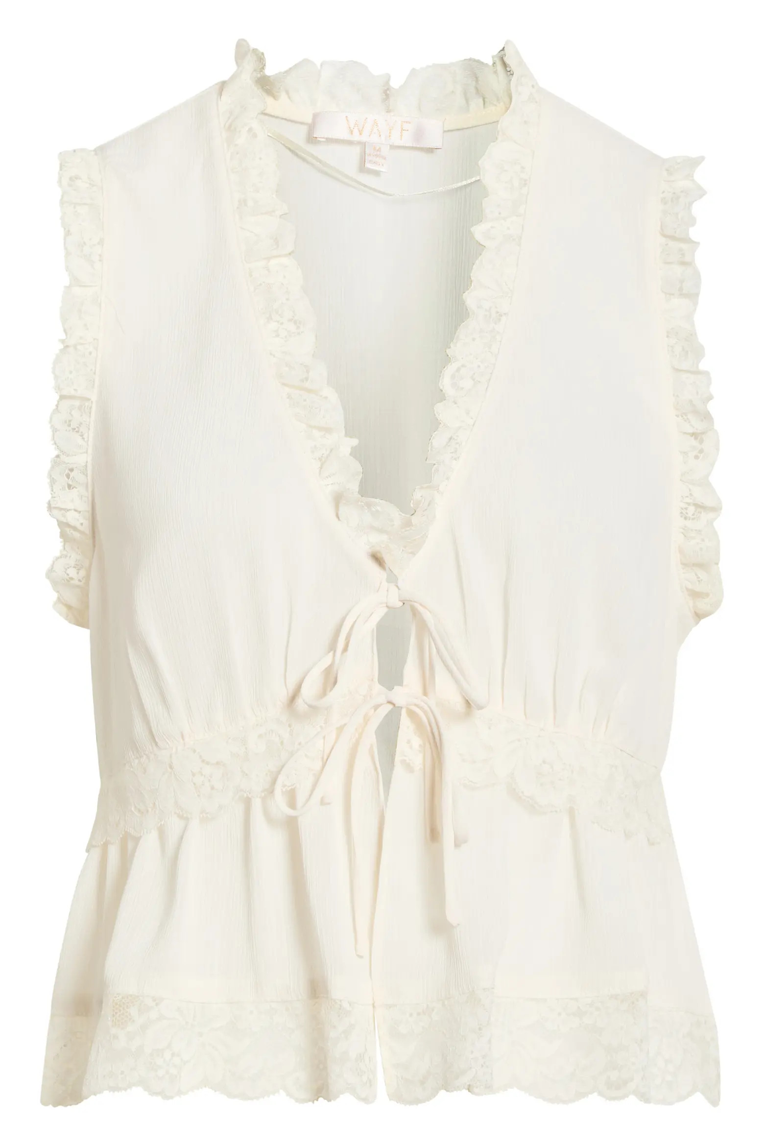 Norah Lace Trim Tie Front Top (Women) | Nordstrom | Nordstrom
