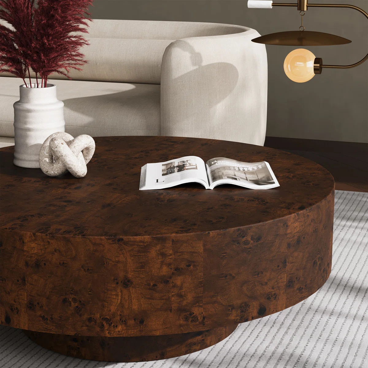 31.5" & 35" Round Solid Wood Burl Coffee Table – Unique Natural Swirl Patterns, Curved Elegant ... | Wayfair North America