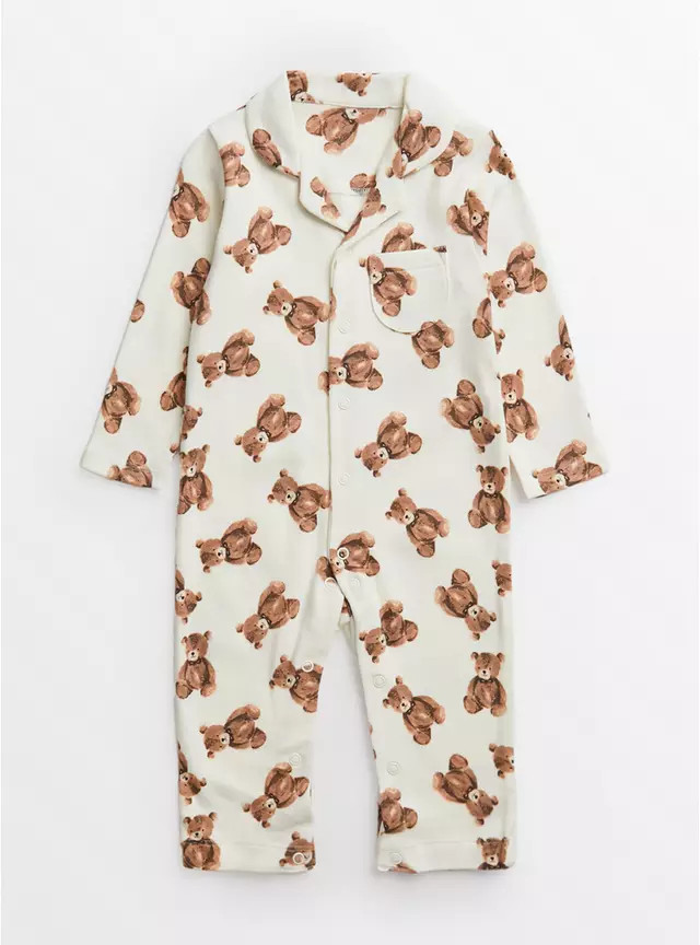 Buy Cream Bear Sleepsuit Up to 3 mths | Sleepsuits and pyjamas | Tu | Tu Clothing