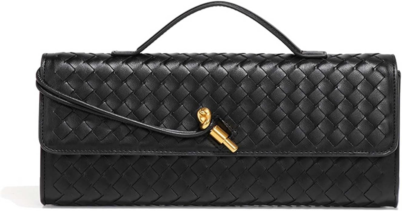 Women's Handmade Woven Evening Bag PU Leather Handbags Shoulder Bag Crossbody Clutch Purse for Wo... | Amazon (US)