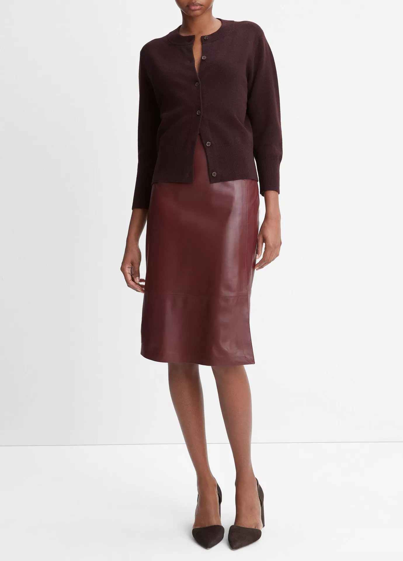 Wool-Blend Three-Quarter-Sleeve Shrunken Cardigan | Vince LLC
