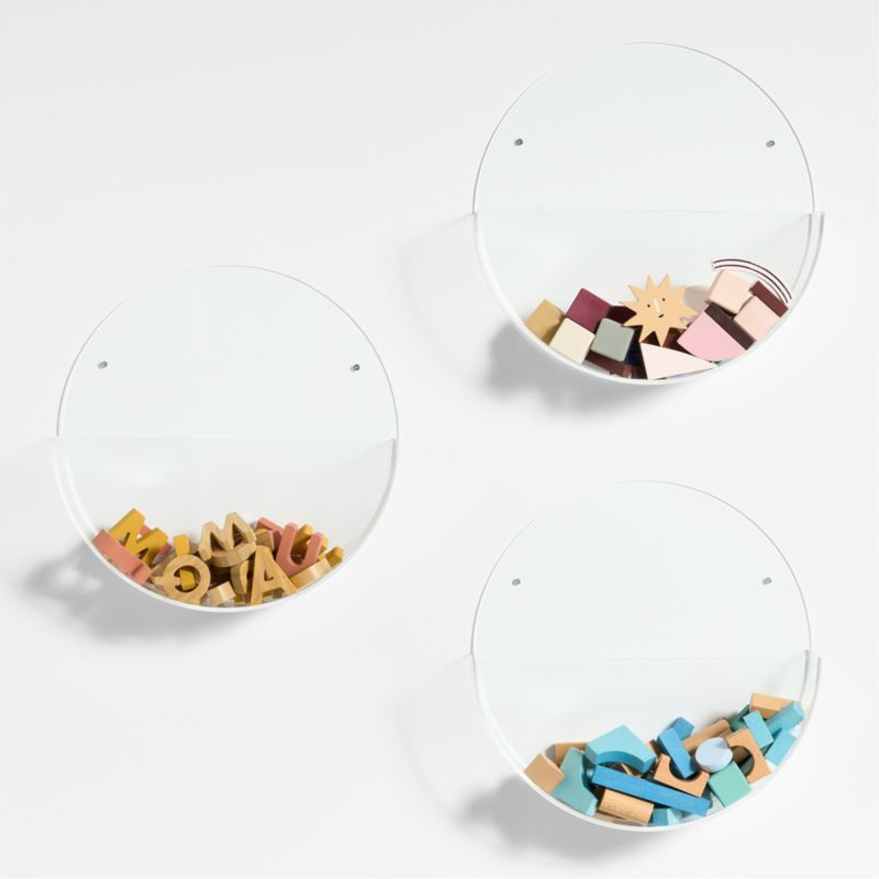 Now You See It Clear Acrylic Round Wall Baskets Set of 3 + Reviews | Crate & Kids | Crate & Barrel